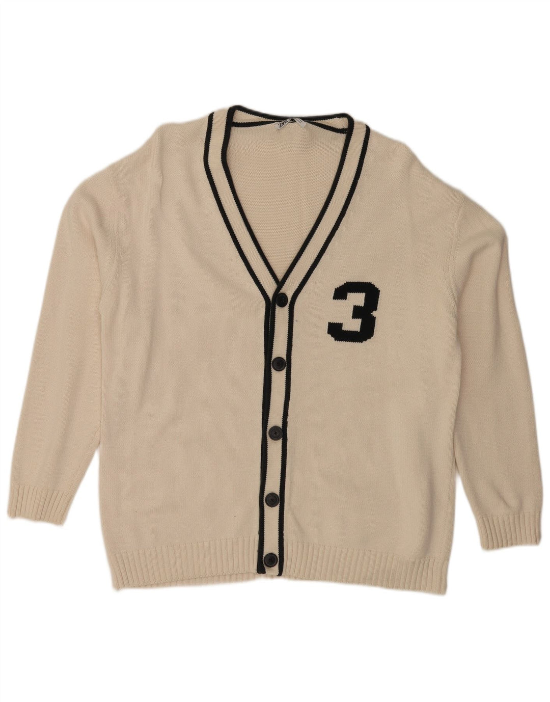 Zara Herren-Cardigan mit Grafik, XL, Weiß