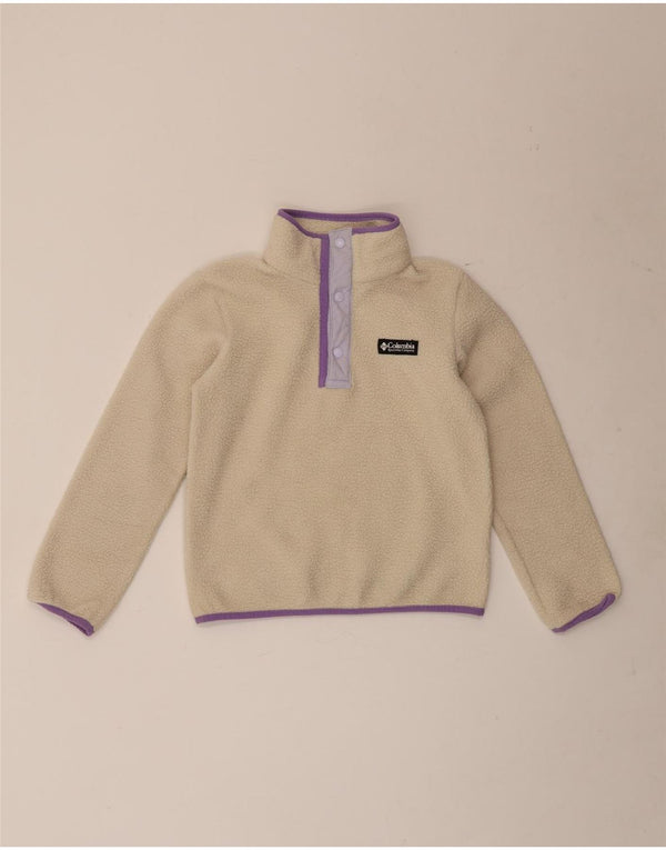 Columbia Mädchen-Fleecepullover mit Knopfkragen, 10–11 Jahre, mittelbeige, sportlich