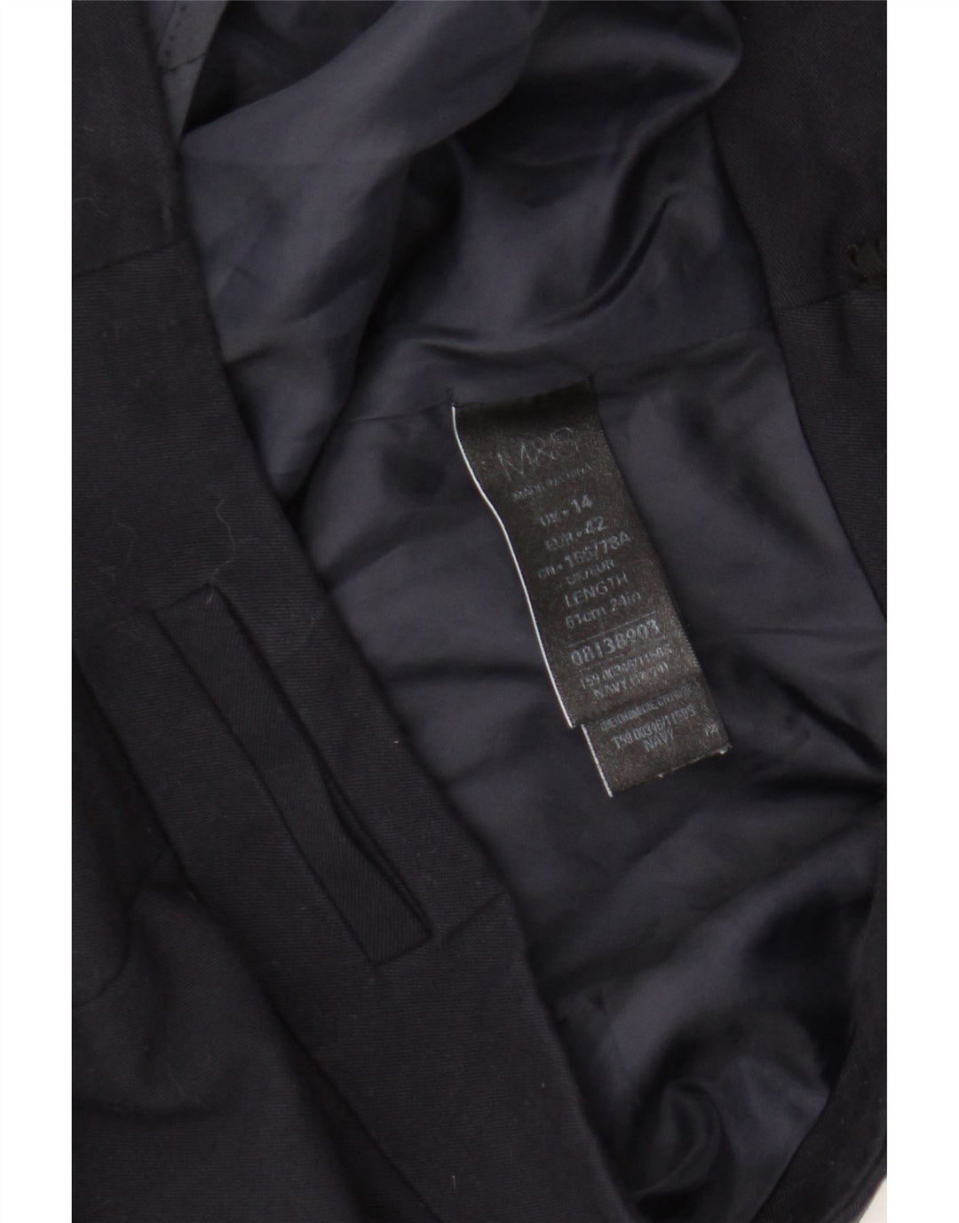 Marks & Spencer Damen Bleistiftrock UK 14 Large W34 Marineblau Polyester