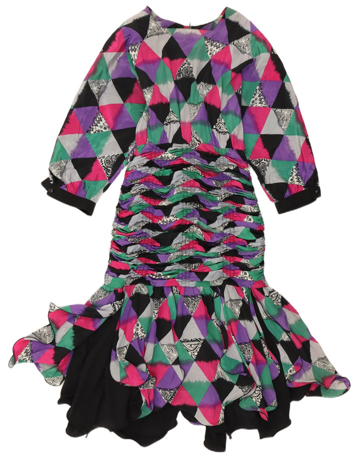 Vintage Damen Meerjungfrau Kleid IT 42 Medium Mehrfarbig Geometrisch