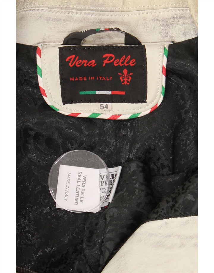 Vintage Damen Lederjacke UK 16 Large Off White