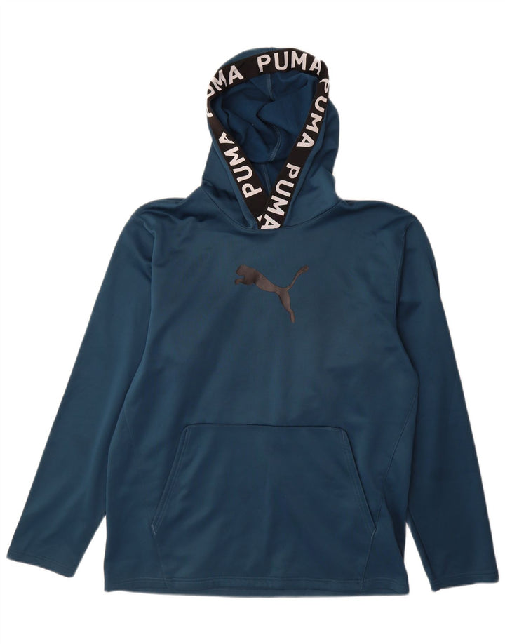 Puma Herren-Kapuzenpullover mit Grafik, mittelgroß, Marineblau, Farbblock-Polyester