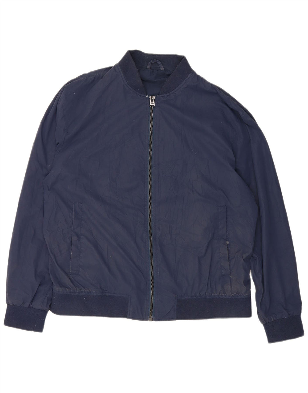Zara Herren Bomberjacke UK 42 XL Marineblau Polyester