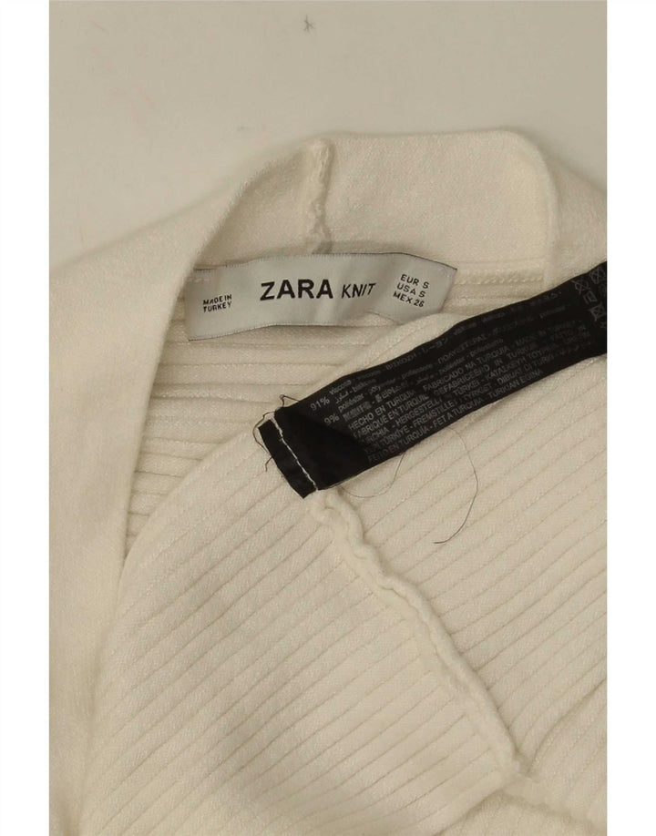 Zara Damen-Strickjacke in Übergröße, Gr. 10, Größe S, weiße Viskose
