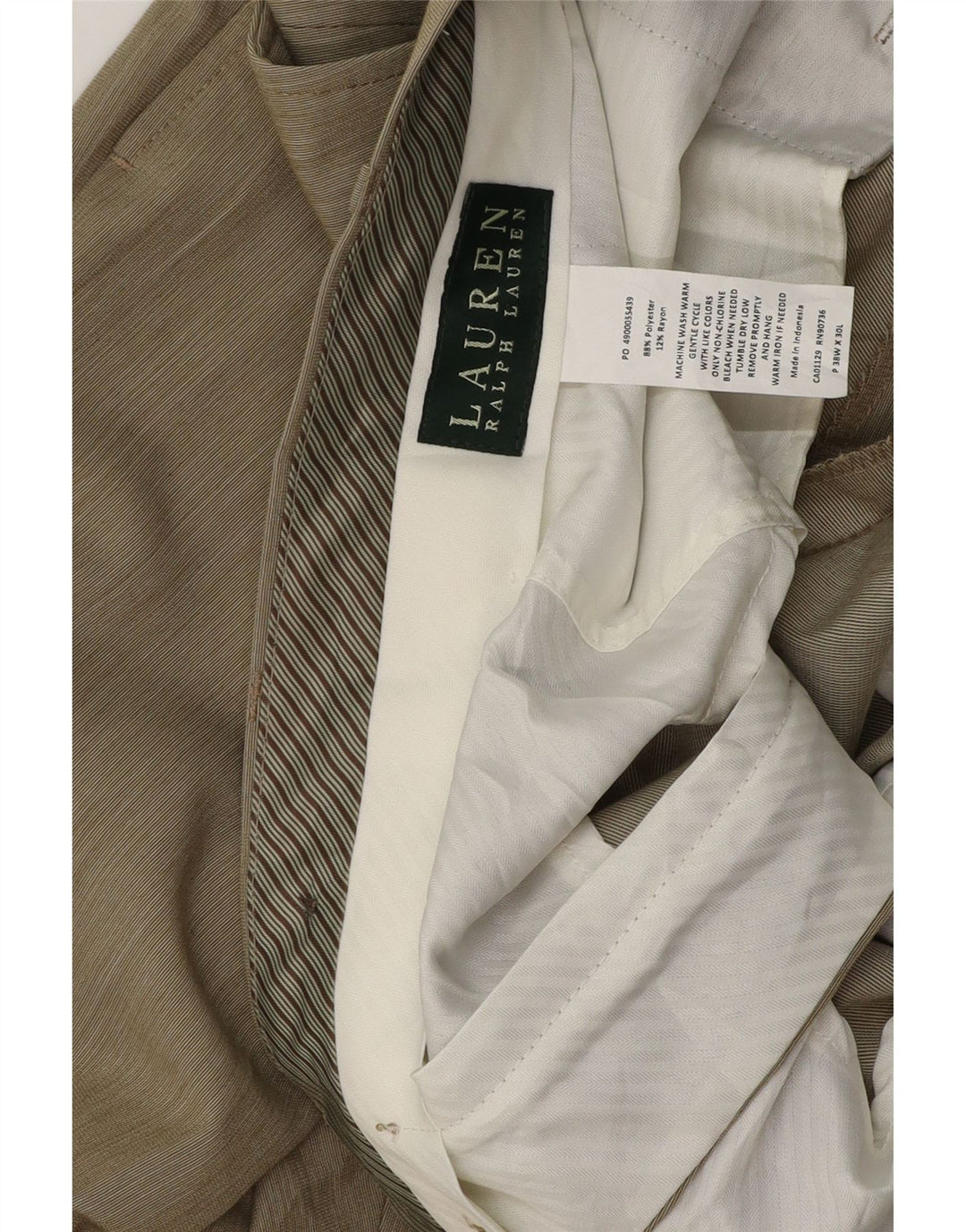 RALPH LAUREN Gerade Herren-Anzughose W38 L30 Beige Polyester
