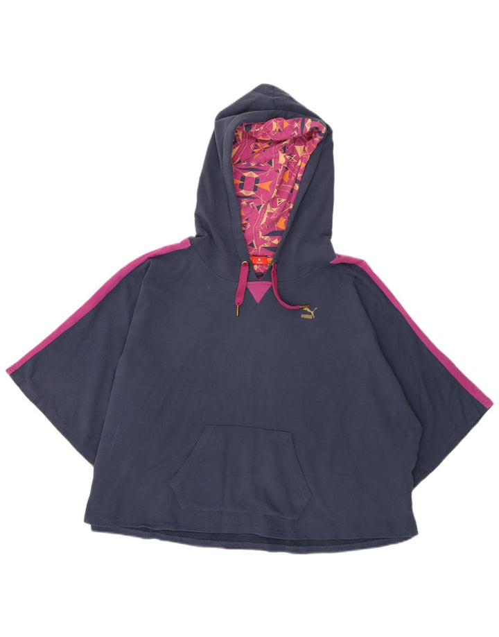 PUMA Damen Crop Oversized Hoodie Pullover UK 12 Medium Marineblau