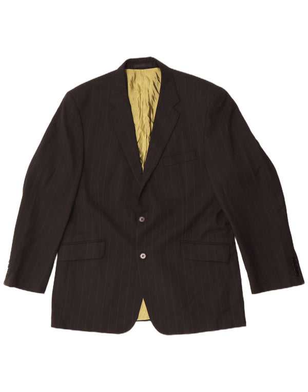 Kartel Herren-Blazer mit 2 Knöpfen, UK 44, 2XL, schwarzes Nadelstreifen-Polyester