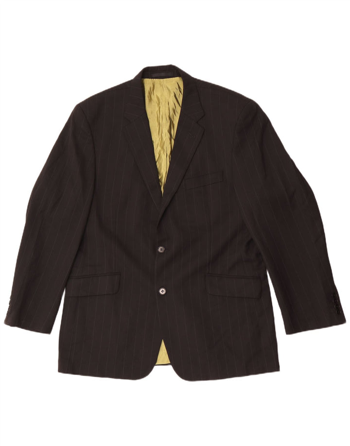 Kartel Herren-Blazer mit 2 Knöpfen, UK 44, 2XL, schwarzes Nadelstreifen-Polyester