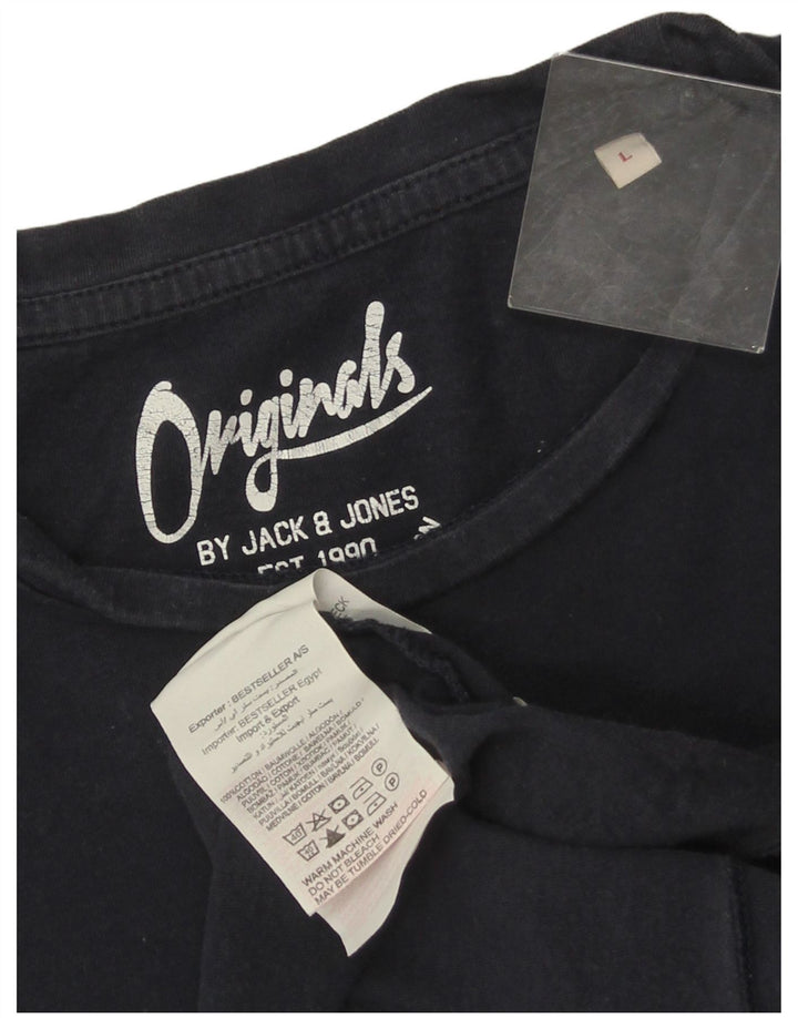 JACK & JONES Herren-T-Shirt mit Grafik, groß, marineblau, Baumwolle