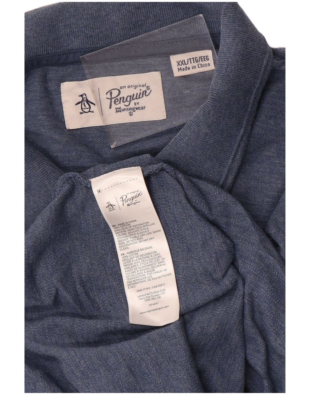 PINGUIN Herren Poloshirt 2XL Blau Baumwolle