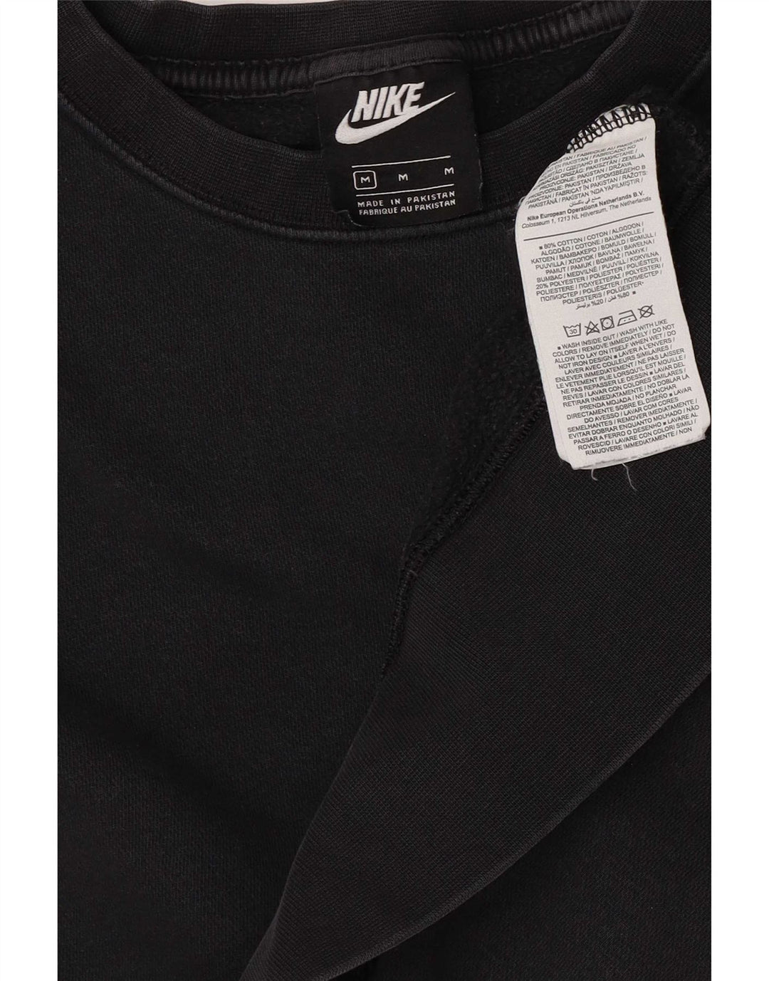 Nike Womens Crop Oversized Sweatshirt Pullover UK 14 Mittelschwarze Baumwolle