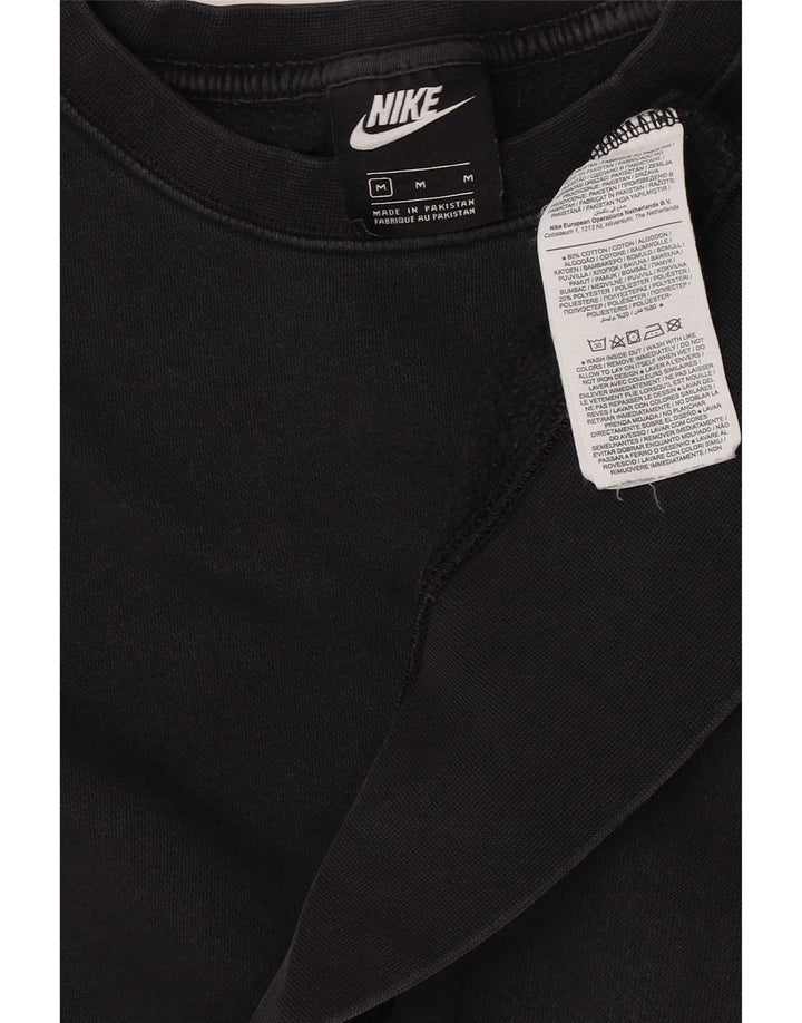 Nike Womens Crop Oversized Sweatshirt Pullover UK 14 Mittelschwarze Baumwolle