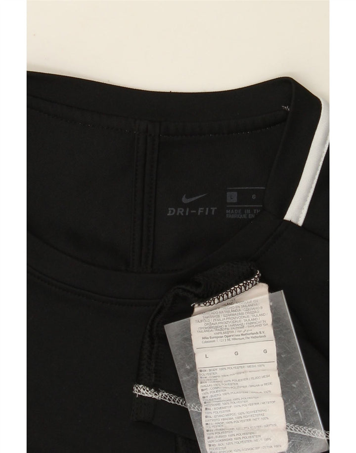 NIKE Damen Dri Fit T-Shirt Top UK 16 Large Schwarz Colourblock Polyester
