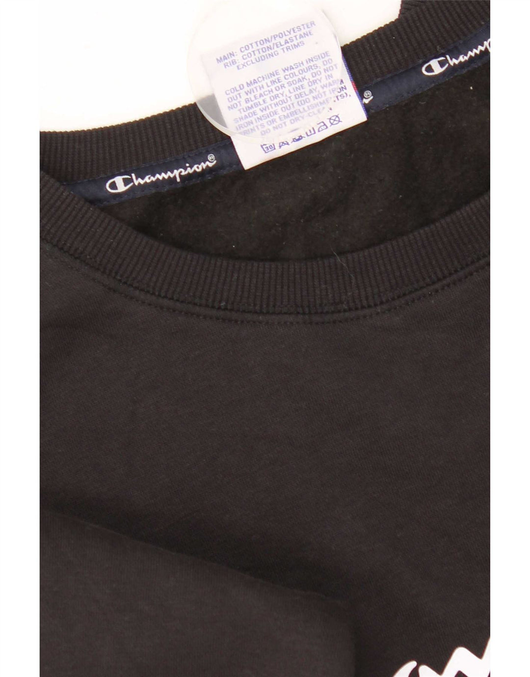 Champion Damen Grafik-Sweatshirt-Pullover UK 12 Mittelschwarze Baumwolle