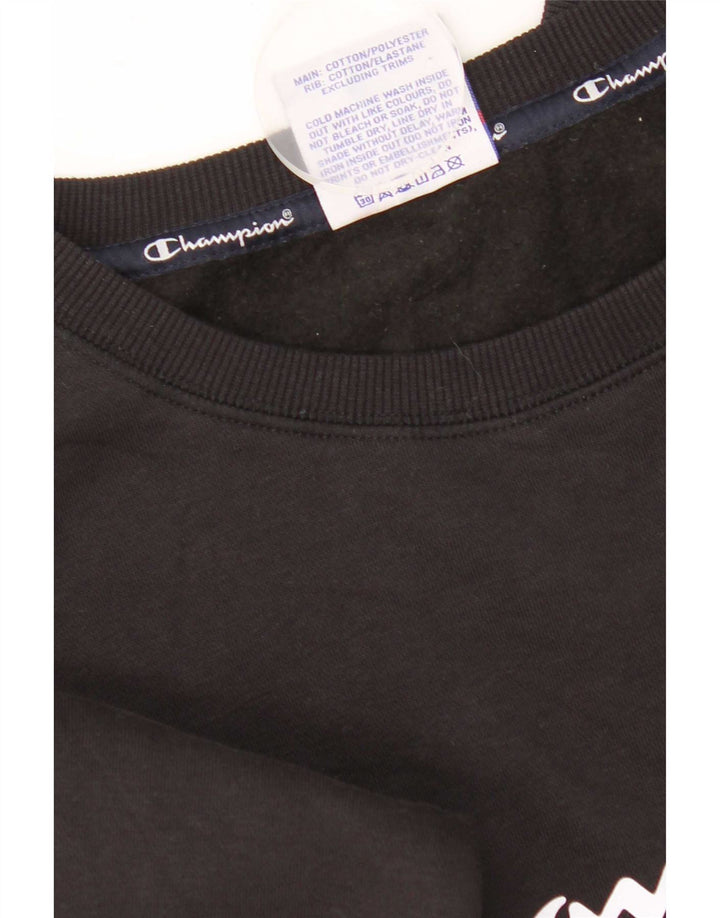 Champion Damen Grafik-Sweatshirt-Pullover UK 12 Mittelschwarze Baumwolle