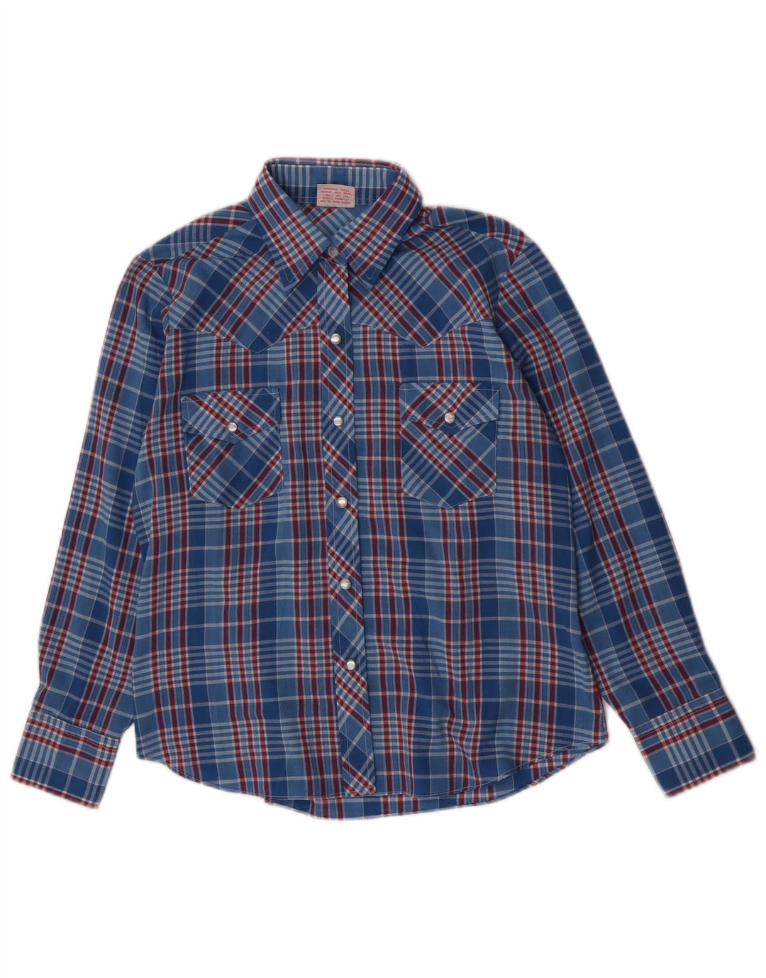 Amy Barr Westernhemd für Damen, Größe 36, klein, blau kariertes Polyester