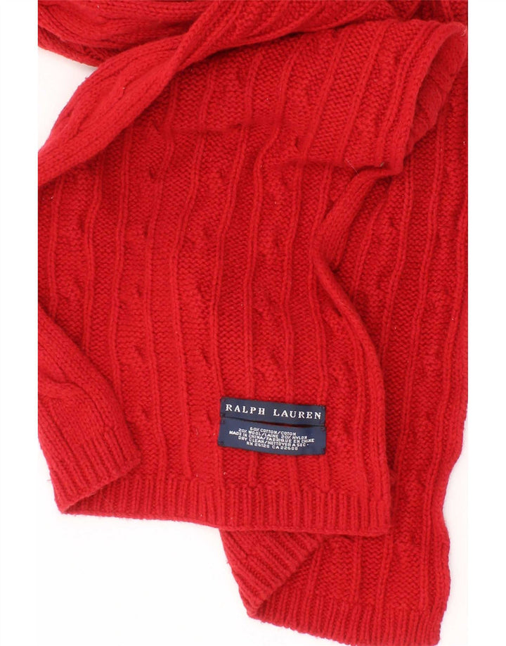 Ralph Lauren Herren-Strick-Rechteckschal, Einheitsgröße, rote Baumwolle