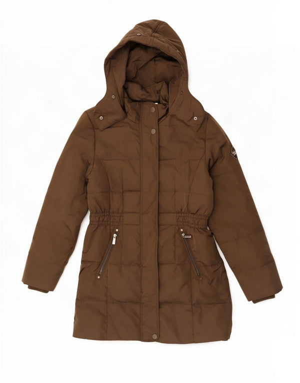 Here & There Wattierte Jacke mit Kapuze für Mädchen, 11–12 Jahre, Khaki, Polyester