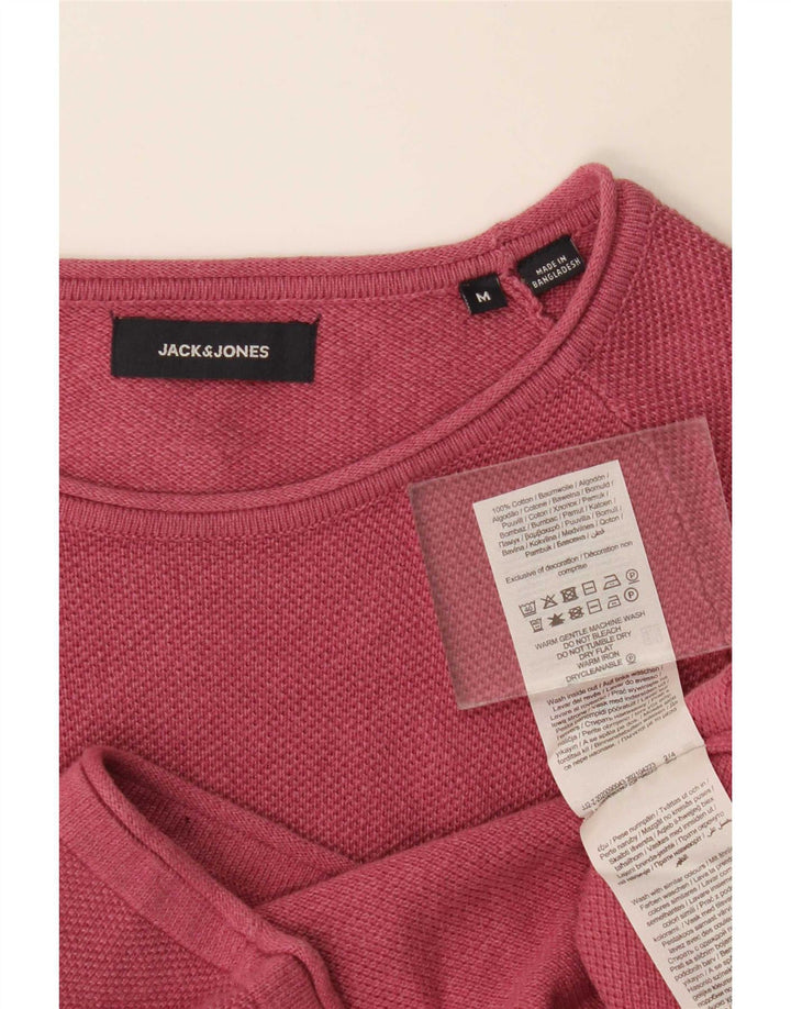 Jack & Jones Herren-Pullover mit U-Boot-Ausschnitt aus mittelrosa Baumwolle