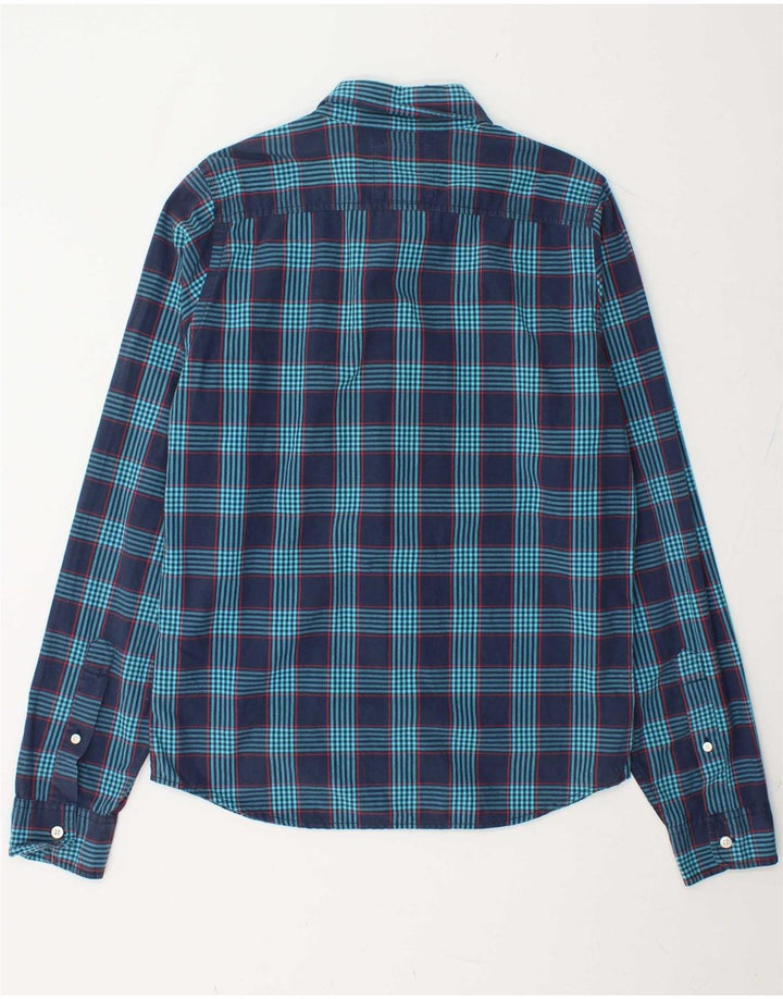HOLLISTER Mens Flannel Shirt Medium Navy Blue Check Cotton