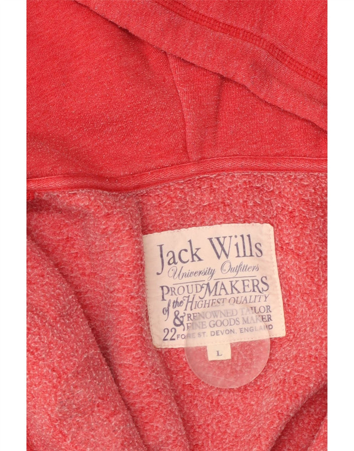 JACK WILLS Herren-Kapuzenpullover mit grafischem Reißverschluss, groß, aus roter Baumwolle