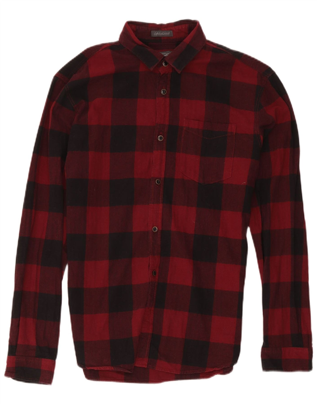 Jack & Jones Herren-Flanellhemd, mittelrot, kariert, Baumwolle