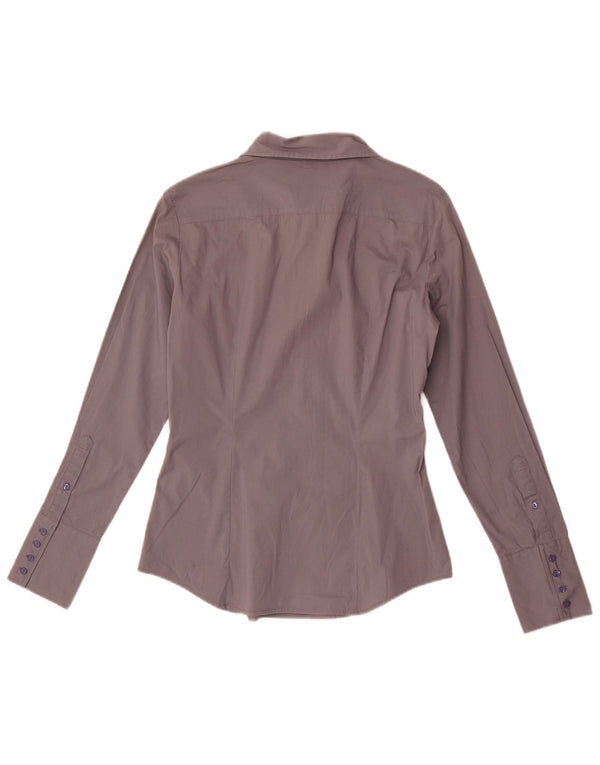 Benetton Damen-Pullover-Hemd UK 10 Small aus grauer Baumwolle