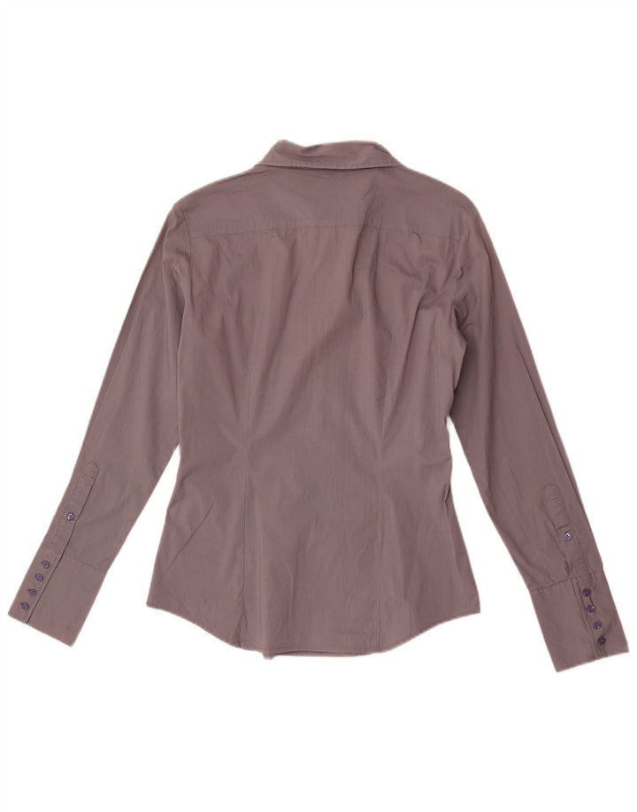 Benetton Damen-Pullover-Hemd UK 10 Small aus grauer Baumwolle