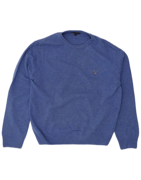 Gant Herren-Pullover mit Rundhalsausschnitt, große blaue Wolle