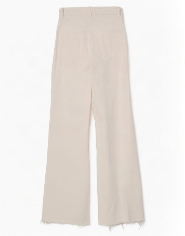 Zara Damen-Jeans mit hoher Taille und weitem Bein, EU 34, 2XS, W24, L33, gebrochene weiße Baumwolle