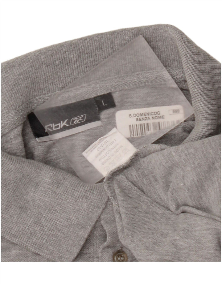 Reebok Herren-Poloshirt, groß, grau gefleckte Baumwolle