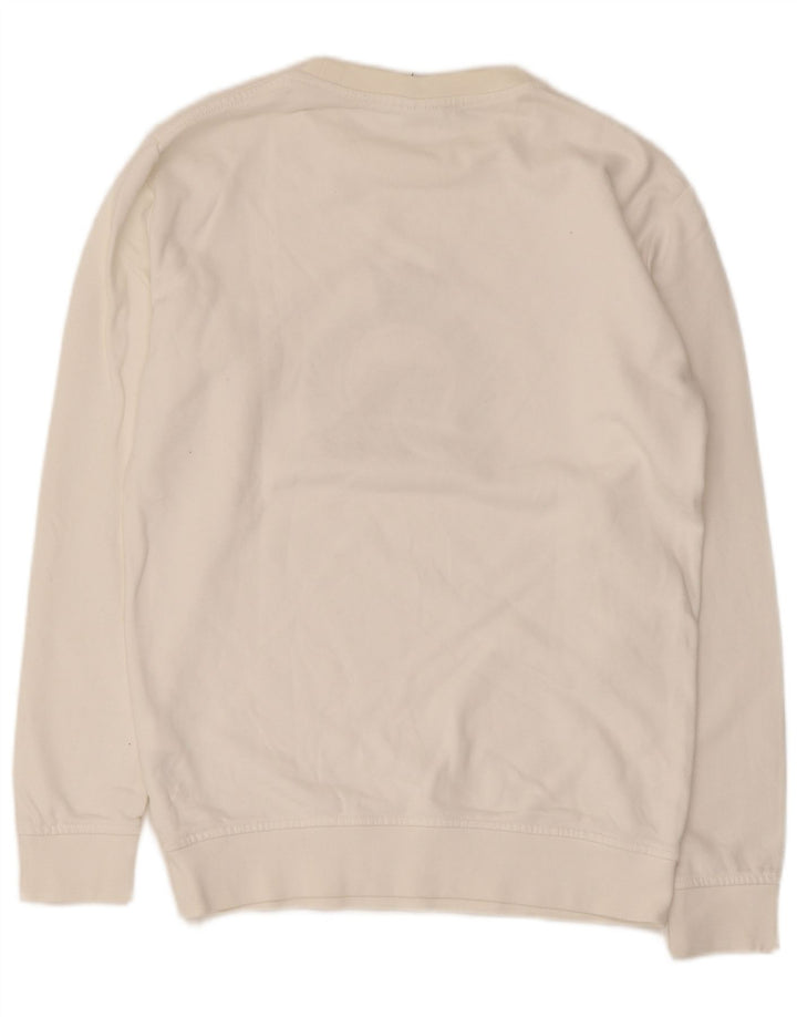 Zara Herren-Sweatshirt mit Grafik, Größe S, weiße Baumwolle