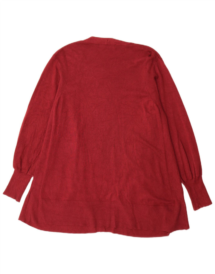Marks & Spencer Damen Longline Open Cardigan Pullover UK 14 Medium Burgund