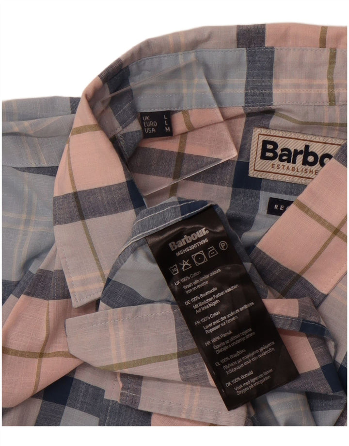 BARBOUR Herren-Kurzarmhemd mit normaler Passform, mittelblau karierte Baumwolle