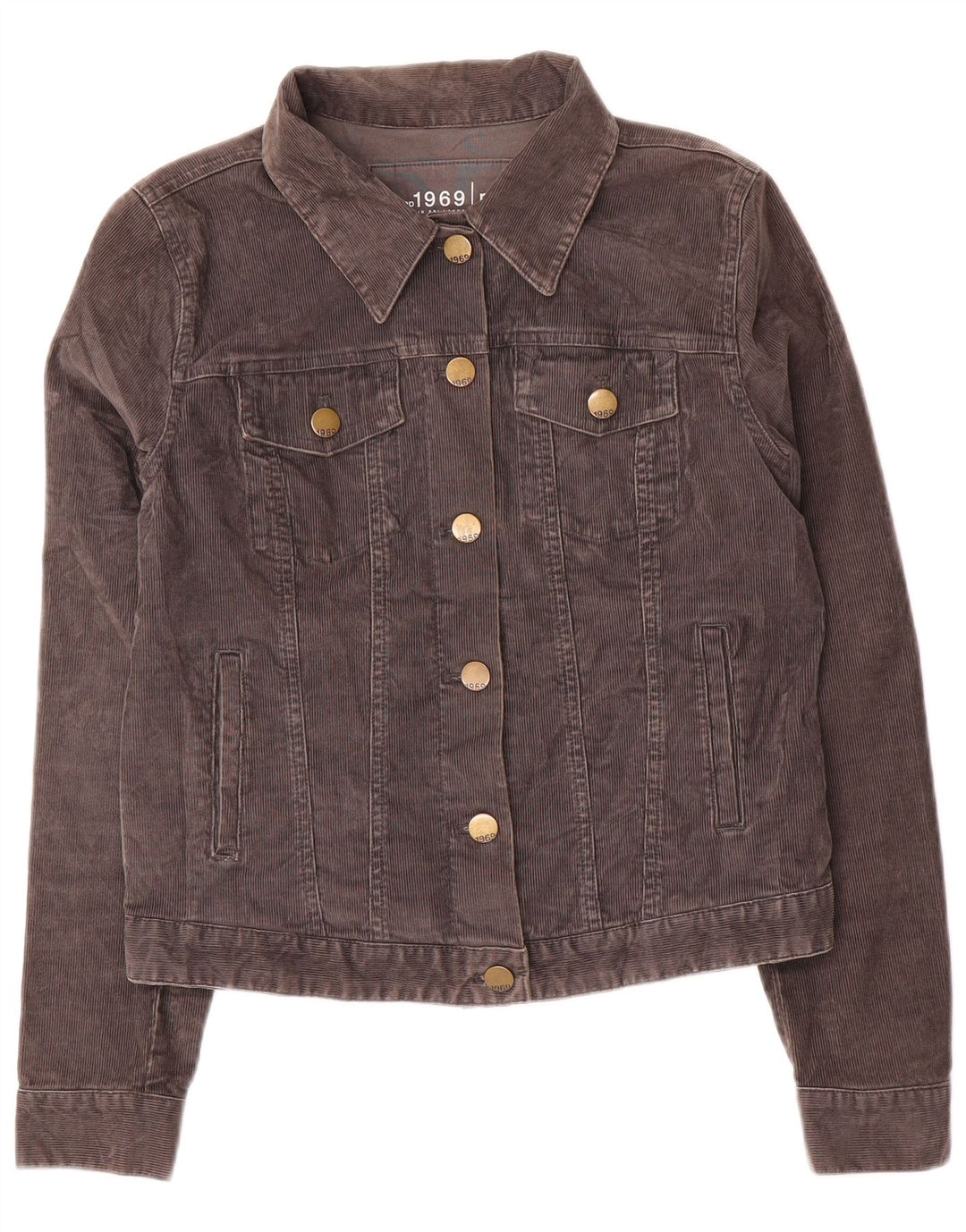 Gap Damen Crop Cordjacke UK 14 Mittelgraue Baumwolle