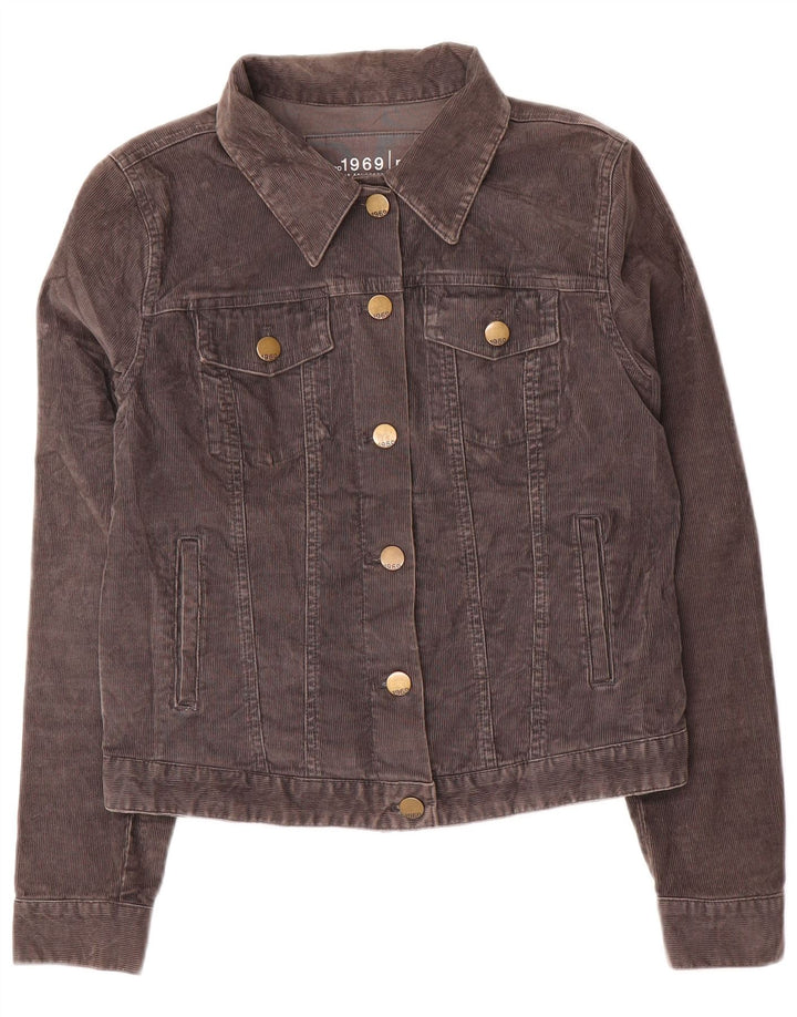 Gap Damen Crop Cordjacke UK 14 Mittelgraue Baumwolle