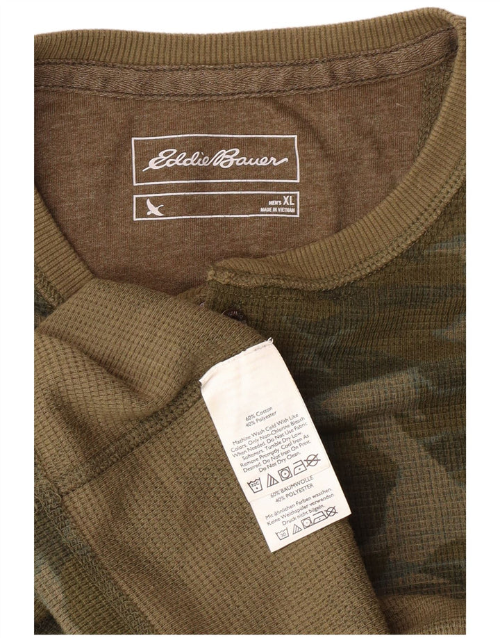 Eddie Bauer Herren Top Langarm XL Grün Camouflage Baumwolle
