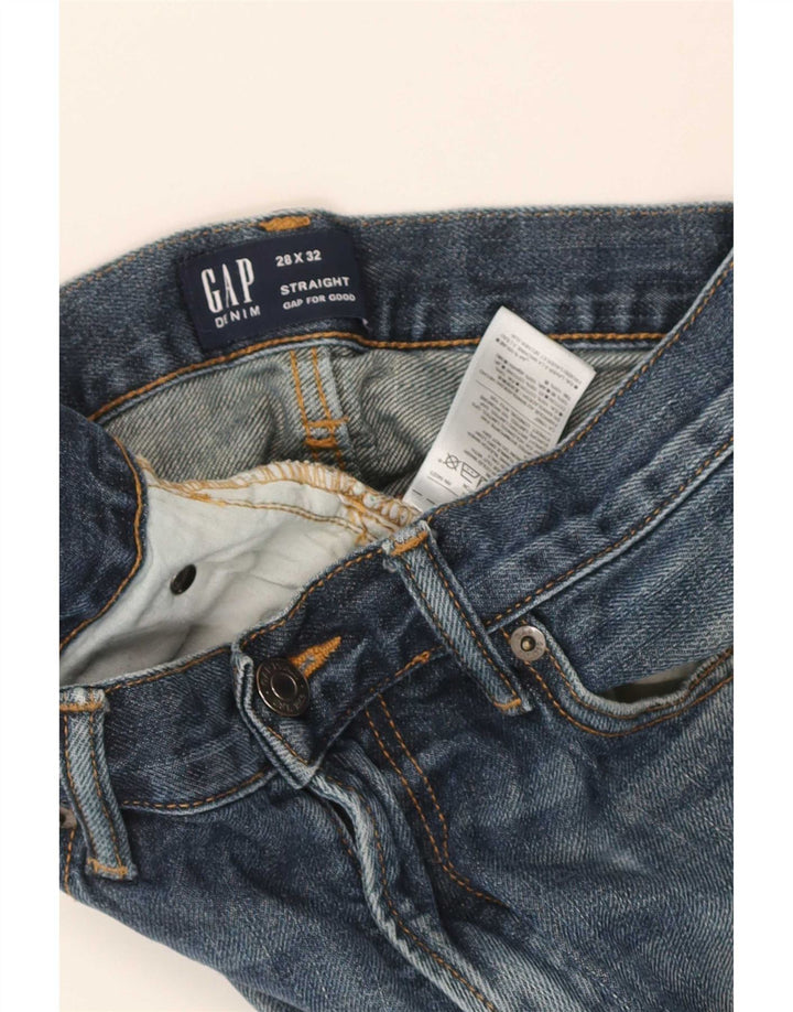 Gap Damen Distressed Straight Jeans W28 L32 Blaue Baumwolle