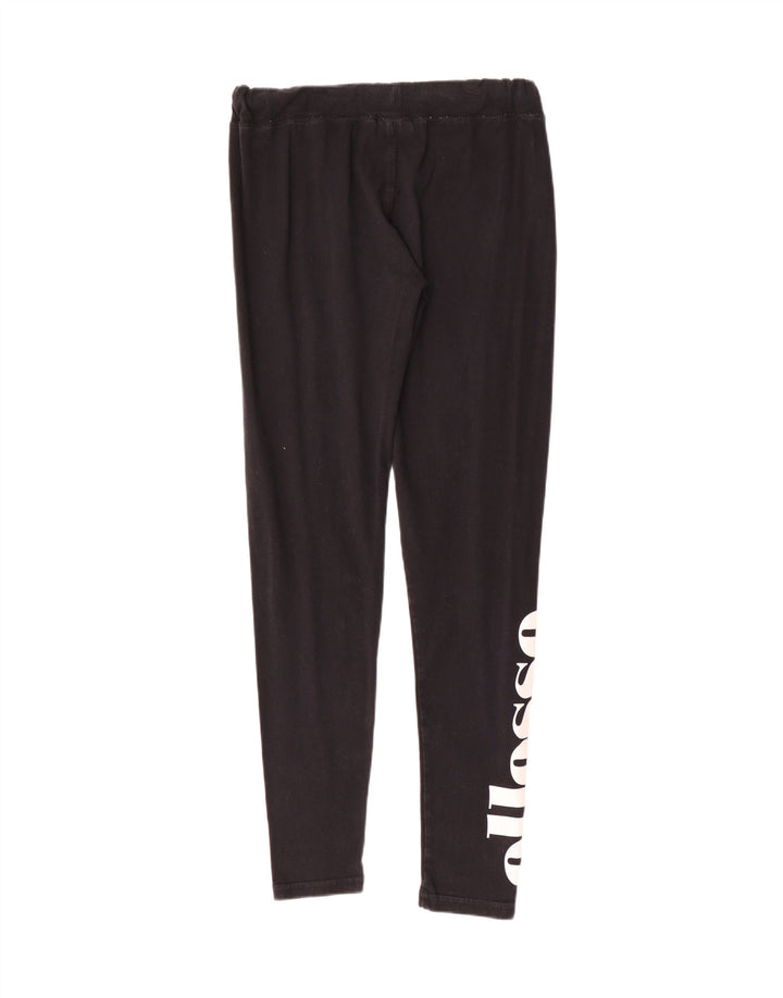 ELLESSE Womens Graphic Leggings UK 14 Large  Black