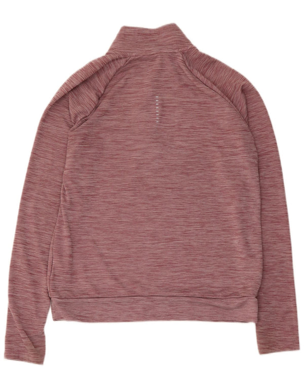 Nike Damen Dri Fit Sweatshirt mit Reißverschluss und Halsausschnitt, klein, Burgunderrot gefleckt