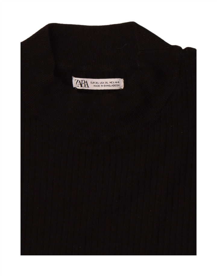 Zara Damen Top Langarm UK 18 XL Schwarz