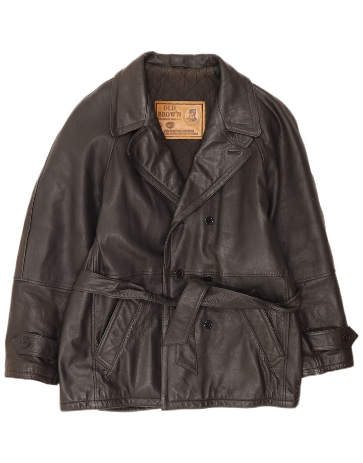 Vintage Herren Lederjacke IT 48 Mittelschwarzes Leder