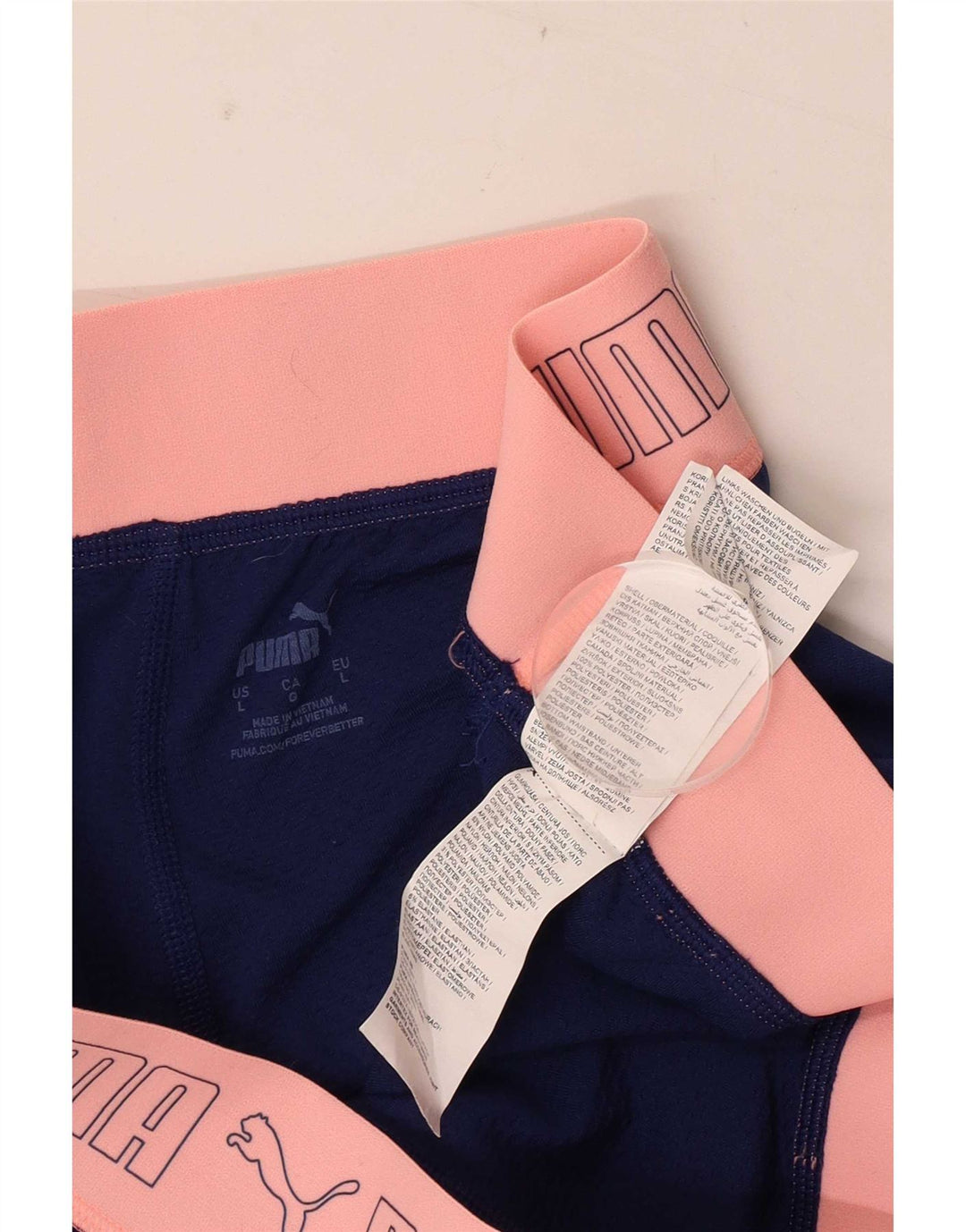 Puma Damen Grafik-Sportshorts, groß, blaues Farbblock-Polyester