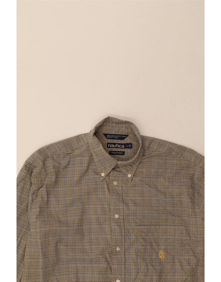 NAUTICA Mens Pinpoint Oxford Shirt Large Blue Check Cotton Vintage Nautica and Second-Hand Nautica from Messina Hembry 