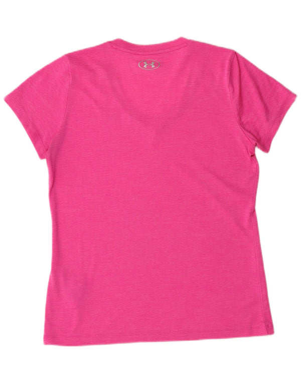 UNDER ARMOUR Damen Heat Gear T-Shirt Top UK 10 Small Pink Polyester