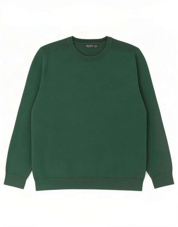 Nautica Herren-Pullover mit Rundhalsausschnitt, 2XL, grüne Baumwolle