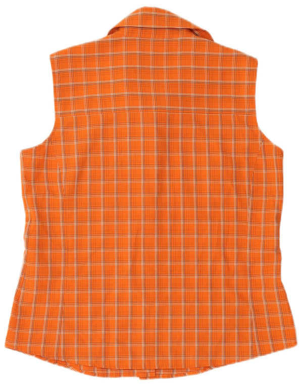 Jack Wolfskin Womens Travel Ärmelloses Hemd UK 14/16 Large Orange Plaid