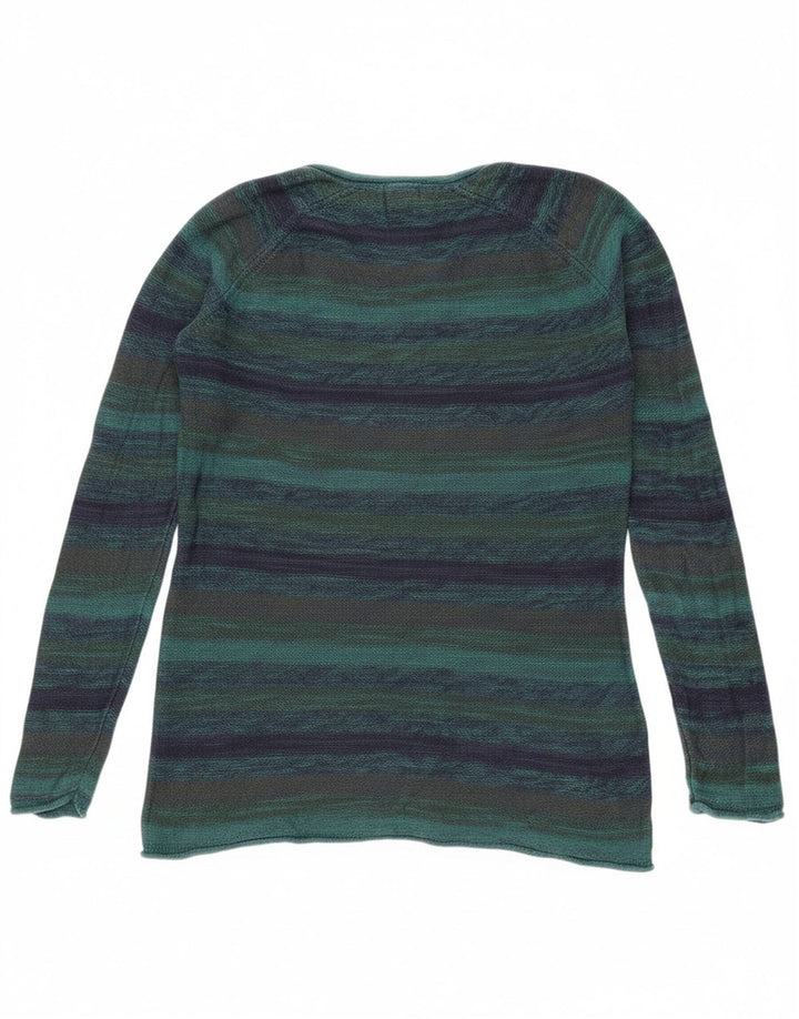 EDDIE BAUER Womens Boat Neck Jumper Sweater UK 14 Medium Blue Striped Vintage Eddie Bauer and Second-Hand Eddie Bauer from Messina Hembry 