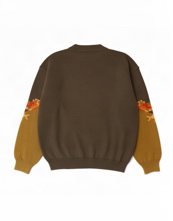 COMPASS CARD Herren-Pullover mit Rundhalsausschnitt IT 50 Medium Khaki Geometrisch