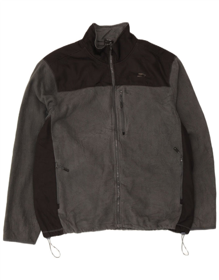 Starter-Herren-Fleecejacke, UK 42/44, großes graues Colourblock-Polyester